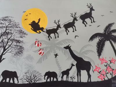 Weihnachtskarte gemalt von Kahindi