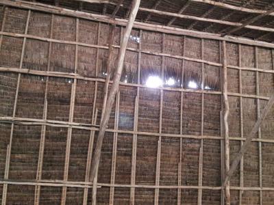 the damaged roof of the school building