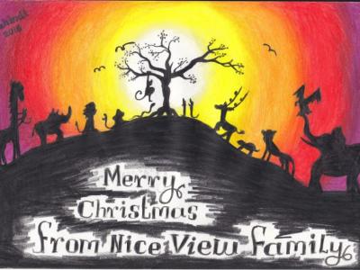 Weihnachtskarte gemalt von Kahindi