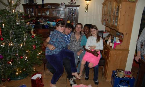 Mwanasha with her guest family