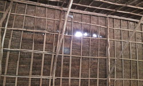 the damaged roof of the school building